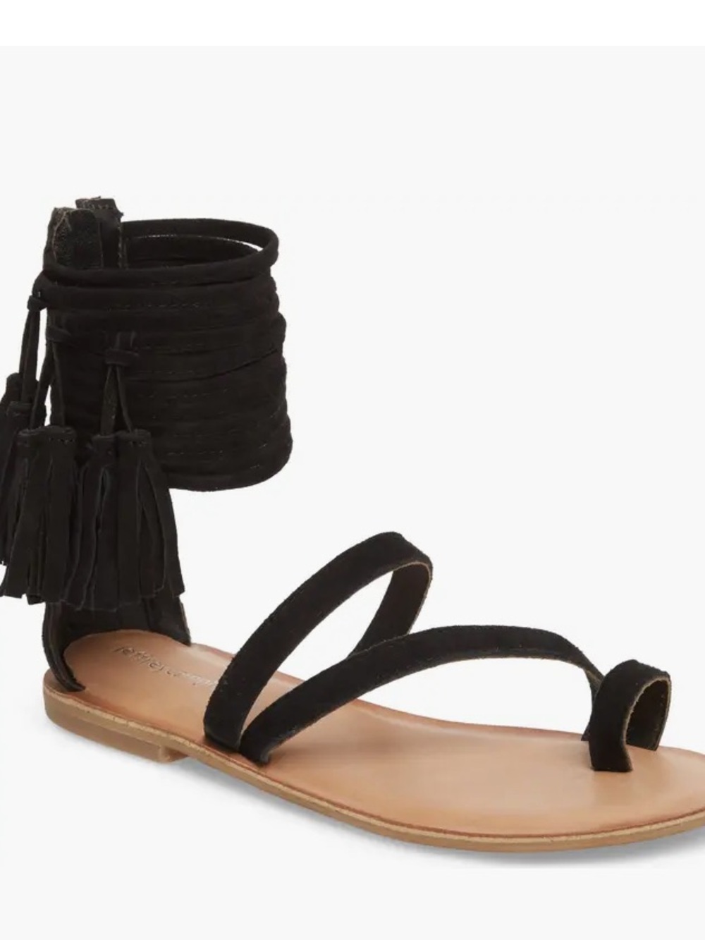 Glady Sandal by Jeffrey Campbell Black Strappy Fringe Gladiator Sandals 10/41